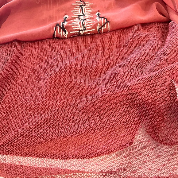 Miss Me Embroidered Boho Western Rust Camisole Tank Top Sheer Underlay Medium - Picture 7 of 10